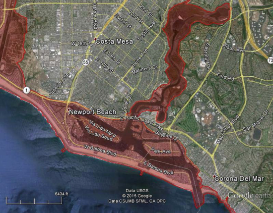 Newport Beach Tsunami map